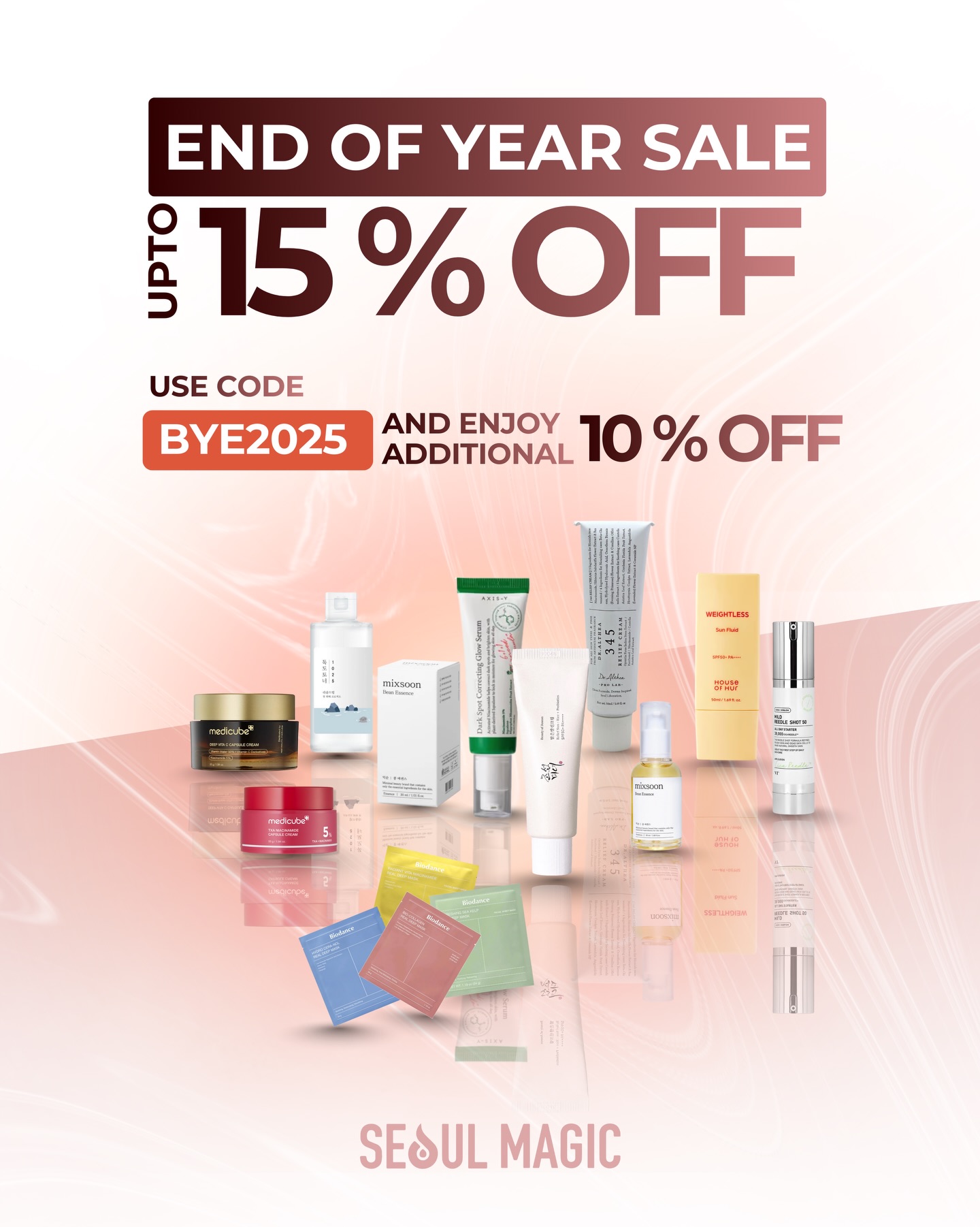 Last chance to glow into the new year ✨
End-of-year sale up to 15% off
Extra 10% off with code BYE2025
Don’t miss out 🤍Shop now
🔗 seoulmagic.com
🌟 100% authentic K-beauty products
🇬🇧 2-3 days’ UK delivery
📦 Worldwide shipping
💕 Free samples with every order